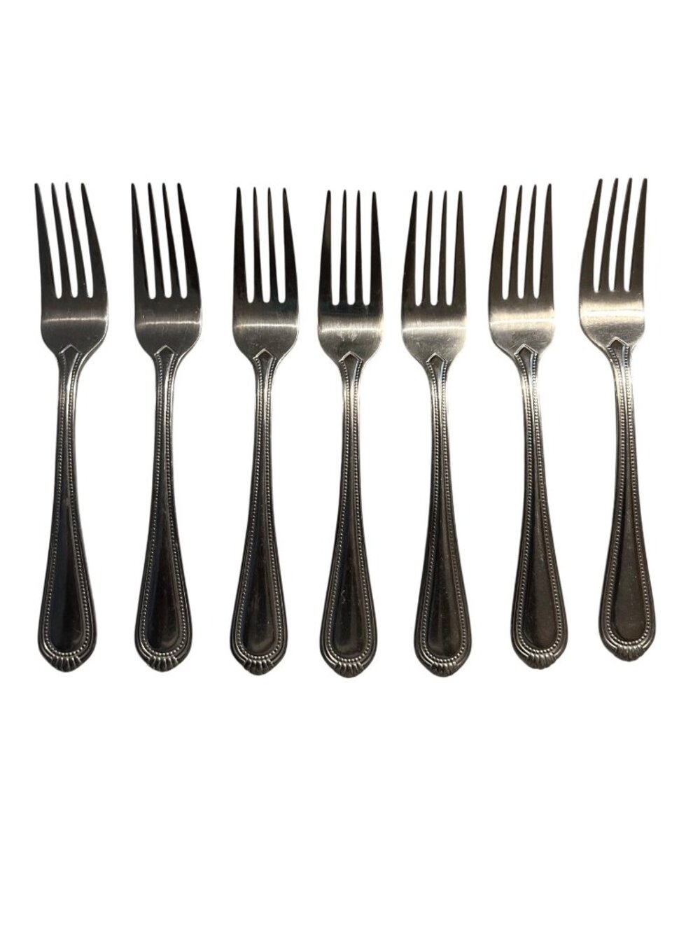 Oneida Countess Stainless Steel Beaded Edge Salad Forks Set Of 7 Glossy